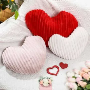 Threehoney Valentine's Day Heart Pillows - Plush Flannel Decor