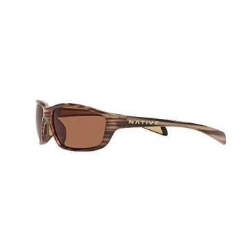 Native Eyewear Kodiak Polarized Rectangular Sunglasses, Wood/Brown, 60 mm