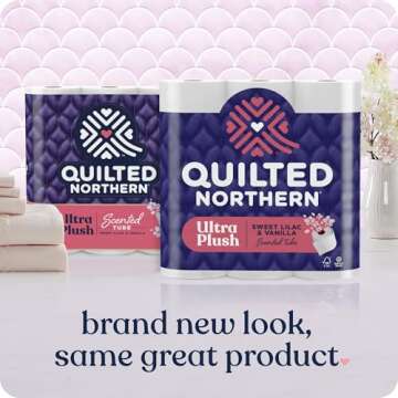 Quilted Northern Ultra Plush Toilet Paper with Sweet Lilac & Vanilla Scented Tube, 24 Mega Rolls = 96 Regular Rolls (Packaging May Vary) White