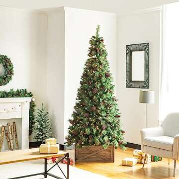 Glitzhome Natural Wooden Tree Collar - Rustic Christmas Decor