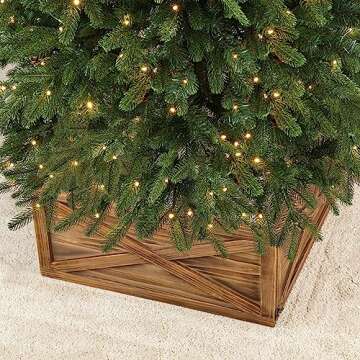 Glitzhome Rustic Wooden Tree Collar for Christmas Trees