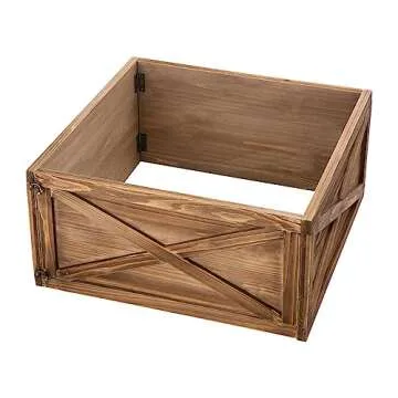 Glitzhome Rustic Wooden Tree Collar for Christmas Trees