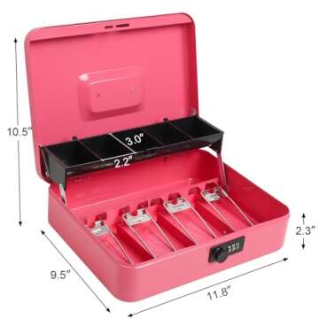Parrency Large Cash Box with Money Tray - Secure & Organized