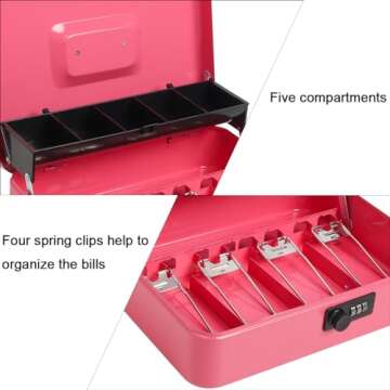 Durable Cash Box with Combination Lock for Secure Storage