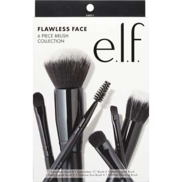 e.l.f. Flawless Face Kit, 6-Piece Brush Collection, Brushes For Face, Eyes & Brows, Vegan & Cruelty-Free
