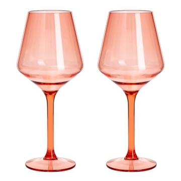 Acrylic Colored Wine Glasses | 2 Set | Shatterproof Tritan Drinkware, Unbreakable - European Design ...