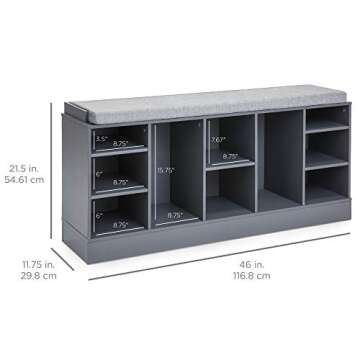 Best Choice 46" Multifunctional Shoe Rack Bench with Cushion