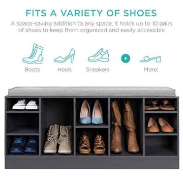 Best Choice 46" Multifunctional Shoe Rack Bench with Cushion