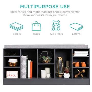 Best Choice 46" Multifunctional Shoe Rack Bench with Cushion