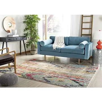 SAFAVIEH Monaco Collection Area Rug - 8' x 11', Multi, Boho Chic Tribal Distressed Design, Non-Shedd...