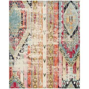 SAFAVIEH Monaco Collection Area Rug - 8' x 11', Multi, Boho Chic Tribal Distressed Design, Non-Shedding & Easy Care, Ideal for High Traffic Areas in Living Room, Bedroom (MNC222F)
