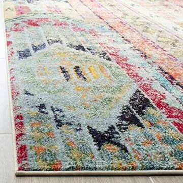 SAFAVIEH Monaco Collection Area Rug - 8' x 11', Multi, Boho Chic Tribal Distressed Design, Non-Shedding & Easy Care, Ideal for High Traffic Areas in Living Room, Bedroom (MNC222F)
