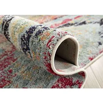 SAFAVIEH Monaco Collection Area Rug - 8' x 11', Multi, Boho Chic Tribal Distressed Design, Non-Shedding & Easy Care, Ideal for High Traffic Areas in Living Room, Bedroom (MNC222F)