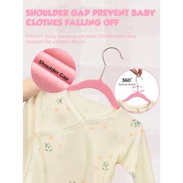 Smartor Premium Baby Hangers Velvet for Closet 50 Pack Pink 11.8 Inch Durable Kids Felt Hangers Non Slip for Toddler, Baby Clothes Hangers for Infant/Childrens on Closet Storage