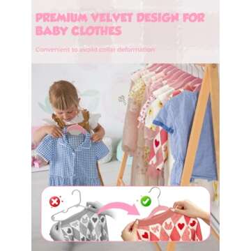 Smartor Premium Baby Hangers Velvet for Closet 50 Pack Pink 11.8 Inch Durable Kids Felt Hangers Non Slip for Toddler, Baby Clothes Hangers for Infant/Childrens on Closet Storage