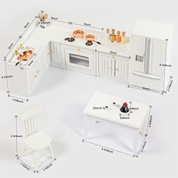 SAMCAMI Miniature Kitchen Set for Dollhouses - 26 Accessories