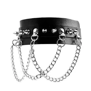 Manfnee Adjustable Punk Goth Choker for Bold Fashion