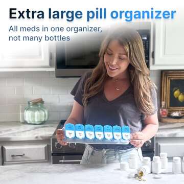 Extra Large Weekly Pill Organizer - XL Daily Pill Box - 7 Day Am Pm Pill Case Jumbo Pill Container f...
