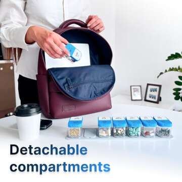 Extra Large Weekly Pill Organizer - XL Daily Pill Box - 7 Day Am Pm Pill Case Jumbo Pill Container for Supplements Big Pill Holder Twice A Day Oversized (Blue/White)