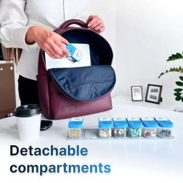 Extra Large Weekly Pill Organizer - XL Daily Pill Box - 7 Day Am Pm Pill Case Jumbo Pill Container for Supplements Big Pill Holder Twice A Day Oversized (Blue/White)