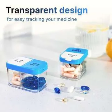 Extra Large Weekly Pill Organizer - XL Daily Pill Box - 7 Day Am Pm Pill Case Jumbo Pill Container for Supplements Big Pill Holder Twice A Day Oversized (Blue/White)