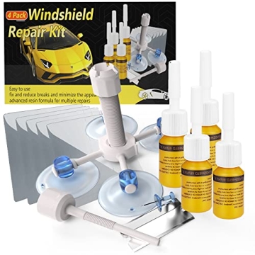 Windshield Repair Kit, Upgraded Windshield Crack Repair Kit 4 Pcs, Windshield Repair Kit for Chips a...