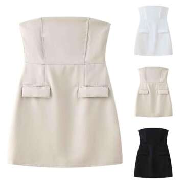 HGps8w Womens Business Mini Tube Dress Strapless Elegant Off Shoulder Sleeveless Party Cocktail Dres...