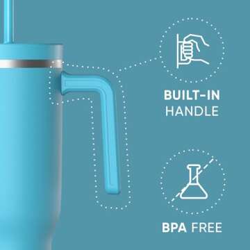 Hydrapeak Voyager 40 Oz Stainless Steel Tumbler with Handle, Insulated Water Bottle With Straw & Lid...