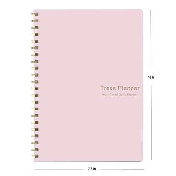 KAICN Daily Planner - Hourly Schedules Agenda Appointment Planner Undated with to-Do List, Meals, Notes 10"×7.3", Flexible PVC Hard Cover, Twin-Wire Binding