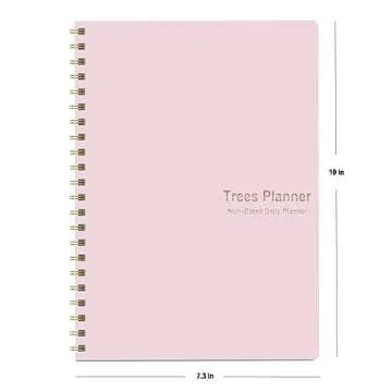 KAICN Daily Planner - Hourly Schedules Agenda Appointment Planner Undated with to-Do List, Meals, Notes 10"×7.3", Flexible PVC Hard Cover, Twin-Wire Binding