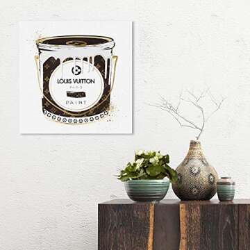 The Oliver Gal Artist Co. Fashion and Glam Wall Art Canvas Prints 'Custom Luxurious Paint Can' Home Décor 16" x 16" Brown, Gold