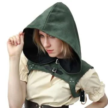 KUOIN Steampunk Cowl Hood Medieval Gothic Cape Cosplay Men Women