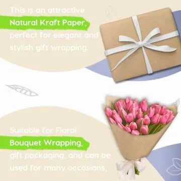 SMART&CASUAL 17.8"×1,200"(100') Brown Kraft Wrapping Paper for Craft Gift Bulletin Board Bouquet Flower Table Covering Packing Shipping Moving 70GSM 50LB