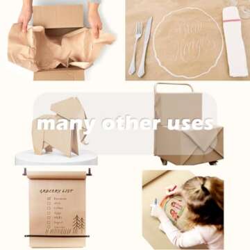 SMART&CASUAL 17.8"×1,200"(100') Brown Kraft Wrapping Paper for Craft Gift Bulletin Board Bouquet Flower Table Covering Packing Shipping Moving 70GSM 50LB