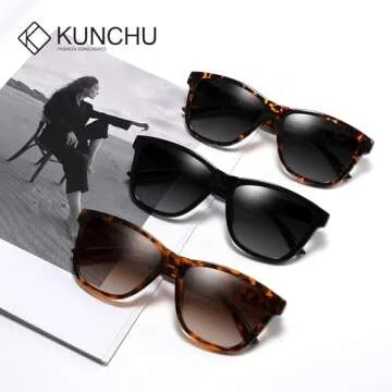 kunchu Polarized Sunglasses Womens Trendy Classic Retro Womens Sunglasses Men Driving Sun Glasses UV Protection, Ablack+zsmgrey+baobrown