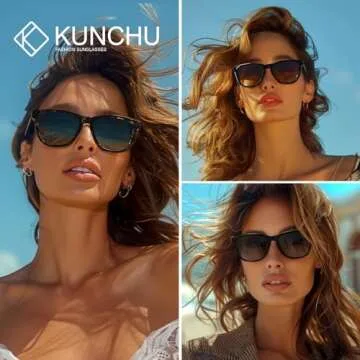 kunchu Polarized Sunglasses Womens Trendy Classic Retro Womens Sunglasses Men Driving Sun Glasses UV Protection, Ablack+zsmgrey+baobrown