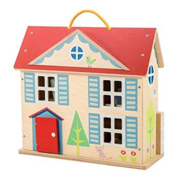 Tender Leaf Toys 19 Pc Wooden “Carried Away Dollhouse”- Fold Up and Portable for Imaginative You...