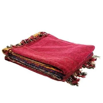 amorus Boho Sofa Cover, Chenille Jacquard Tassels Throw Blankets for Couch Bed, Decorative Sofa Slipcover Protector - Colorful Tribal Pattern (L,86 * 102inch)