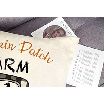 4TH Emotion Fall Pumpkin Patch Truck Throw Pillow Cover Autumn Farmhouse Market Cushion Case for Sofa Couch 18x18 Inches