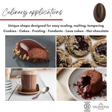 Valrhona Premium French Baking Dark Chocolate Discs (Feves). Classic GUANAJA 70% Cacao. Easy Melt. Easy to chop. Intense & Smooth with Bitter Notes. Sauces, Cakes, Mousses, Frostings 250g (Pack of 1)