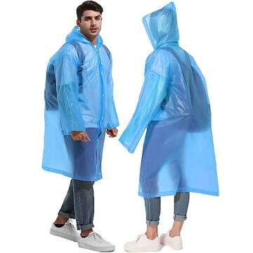 HOOMBOOM Rain Ponchos for Adults Reusable Raincoats Hooded for Women Men Survival Heavy Duty Military Impermeable 2 Packs Rain Coat