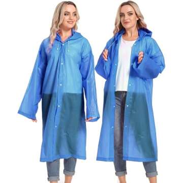 HOOMBOOM Rain Ponchos for Adults Reusable Raincoats Hooded for Women Men Survival Heavy Duty Military Impermeable 2 Packs Rain Coat