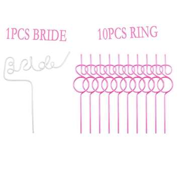 Bachelorette Party Decorations Straws Bridal Shower Supplies - White Large Bride + Pink Diamond Ring Straws Set 11 Pieces | Engagement Wedding Supplies Bride to Be Gift