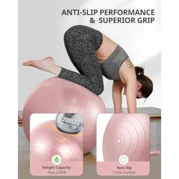 Trideer Yoga Ball - Exercise Ball for Workout pilates Stability - Anti-Burst and Slip Resistant for physical therapy, Birthing, Stretching & Core Workout, Office Ball Chair, Flexible Seating, Home Gym