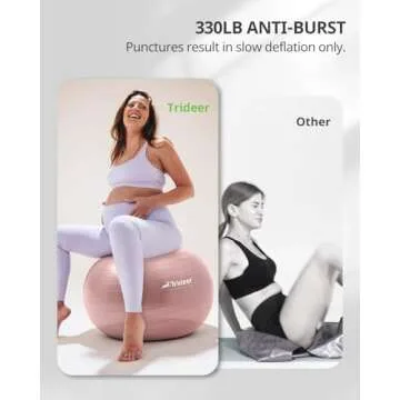 Trideer Yoga Ball - Exercise Ball for Workout pilates Stability - Anti-Burst and Slip Resistant for physical therapy, Birthing, Stretching & Core Workout, Office Ball Chair, Flexible Seating, Home Gym