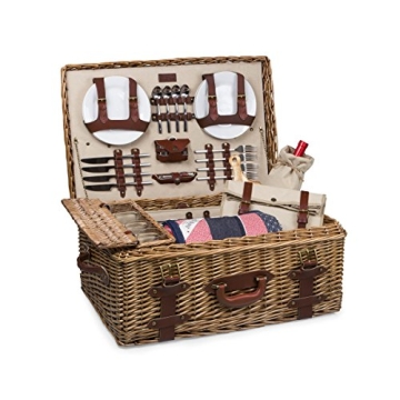 Charleston Luxury Picnic Basket for 4 with Blanket