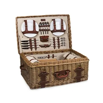 Charleston Luxury Picnic Basket for 4 with Blanket