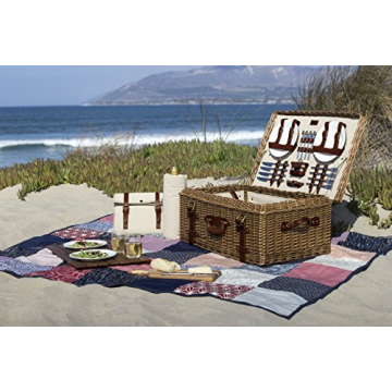 Charleston Luxury Picnic Basket for 4 with Blanket