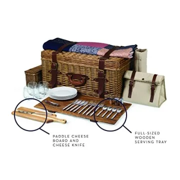 Charleston Luxury Picnic Basket for 4 with Blanket
