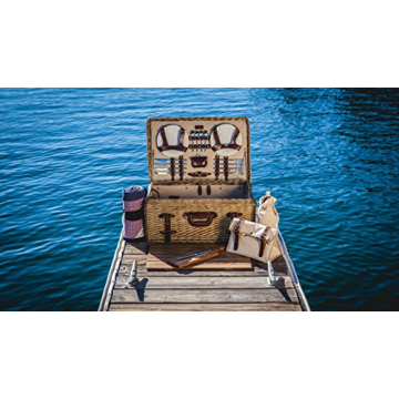 Charleston Luxury Picnic Basket for 4 with Blanket